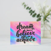 Träumen, glauben, Zitate erreichen Postkarte (Stehend Vorderseite)