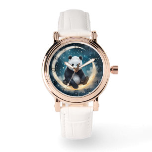 Träumen im Mondlicht: Pandas Celestial Serenade Armbanduhr