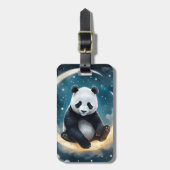 Träumen im Mondlicht: Pandas Celestial Serenade Gepäckanhänger (Vorderseite vertikal)