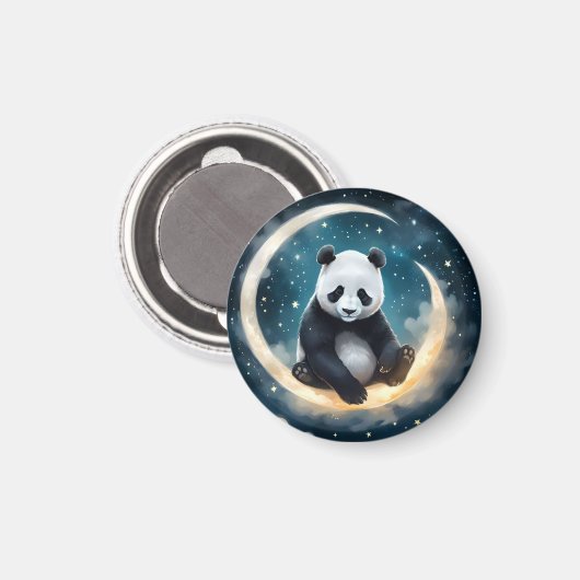 Träumen im Mondlicht: Pandas Celestial Serenade Magnet (Vorderseite/Rückseite)