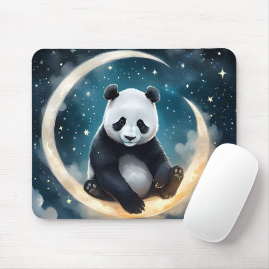 Träumen im Mondlicht: Pandas Celestial Serenade Mousepad (Mit Mouse)