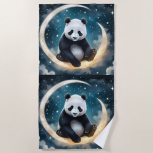 Träumen im Mondlicht: Pandas Celestial Serenade Strandtuch