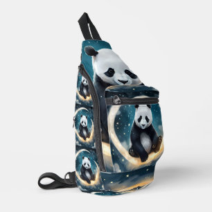 Träumen im Mondlicht: Pandas himmlische Serenade Crossbody Bag
