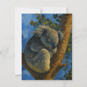 Träumen in Eukalyptus - Schlafen Koala Kunst Postkarte