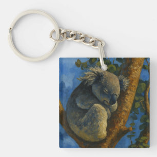 Träumen in Eukalyptus - Schlafen Koala Kunst Schlüsselanhänger