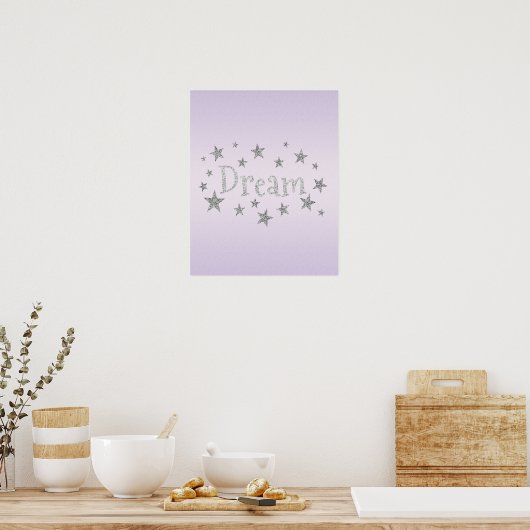 Träumen Lila mit Silver Glitzer Poster (Küche)