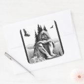 Träumen mit Eagles Sketch Quadratischer Aufkleber (Umschlag)