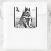 Träumen mit Eagles Sketch Quadratischer Aufkleber (Tasche)