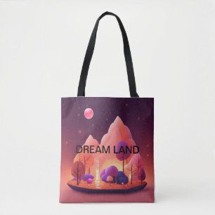 Träumen Sie Hütte unter einem rosa Mond. Tasche