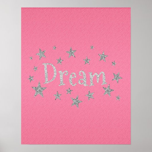 Träumen Sie von Hot Pink mit Silver Glitzer Poster (Vorne)