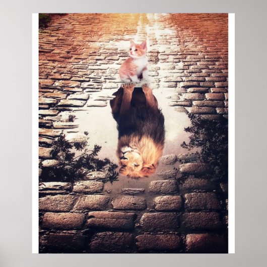 Träumen von Cat Lion, lustiges Katzen Geschenk Poster (Vorne)