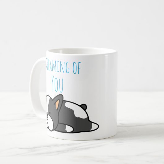 Träumen von dir Qoute Monogram Dog Kaffeetasse (Vorderseite Links)