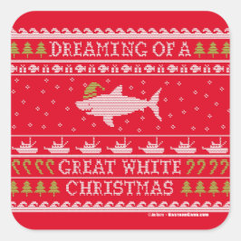 Träumen von Great White Christmas Ugly Sweater Quadratischer Aufkleber