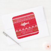 Träumen von Great White Christmas Ugly Sweater Quadratischer Aufkleber (Umschlag)