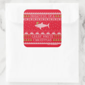 Träumen von Great White Christmas Ugly Sweater Quadratischer Aufkleber (Tasche)