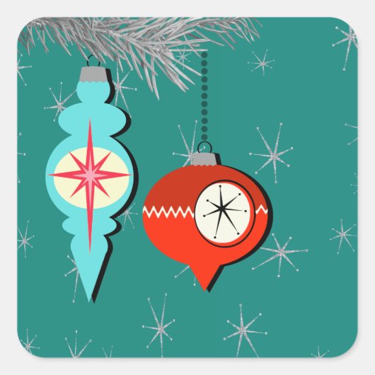 Träumen von Retro Weihnachtsklebern Quadratischer Aufkleber (Vorderseite)