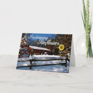 Träumen von Sonnenblumeweihnachtskarte Feiertagskarte