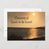 Träumen von Sonnenuntergang am Strand Postkarte (Vorne/Hinten)