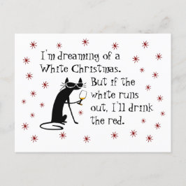 Träumen von weiße Weihnachten Funny Wine Cat Postkarte