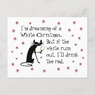 Träumen von weiße Weihnachten Funny Wine Cat Postkarte