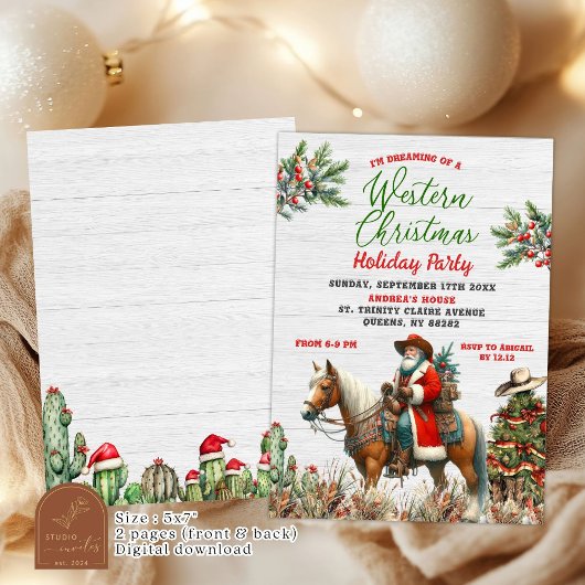 Träumen von Western Santa Cowboy Weihnachten Party Einladung