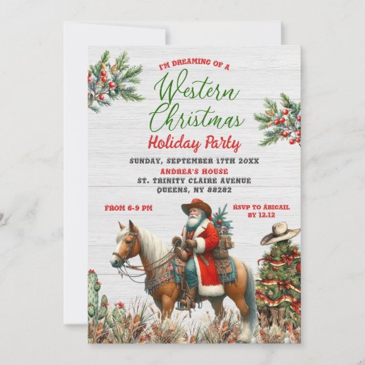 Träumen von Western Santa Cowboy Weihnachten Party Einladung (Vorderseite)