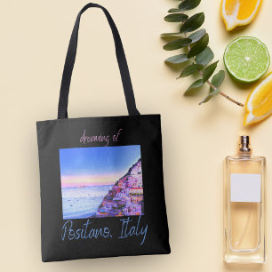 Träumend vom Sonnenuntergang über Positano, Italie Tasche