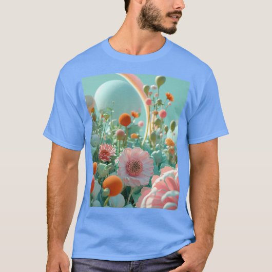 Träumende Blüten: Hypereal Pink Blume Field T - Sh T-Shirt (Vorderseite)