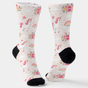 Träumende Einhörner, Regenbögen, Blumen, Schick Socken