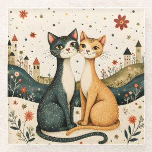Träumende Katzen Glasuntersetzer