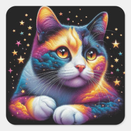 Träumende Katzenaufkleber! Quadratischer Aufkleber