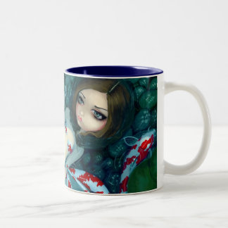 Träumende Koi Meerjungfrau-Tasse Zweifarbige Tasse