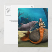 Träumende Meerjungfrau Delfin Unterwasser Fantasy Postkarte (Vorne/Hinten)