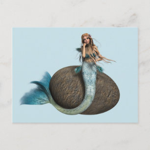 Träumende Meerjungfrau Delfin Unterwasser Fantasy Postkarte
