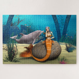 Träumende Meerjungfrau Delfin Unterwasser Fantasy  Puzzle