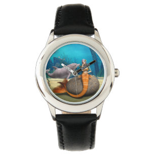 Träumende Meerjungfrau Delphin Unterwasser Fantasy Armbanduhr