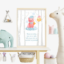 Träumende Nächte mit Ferkel und Mond Poster