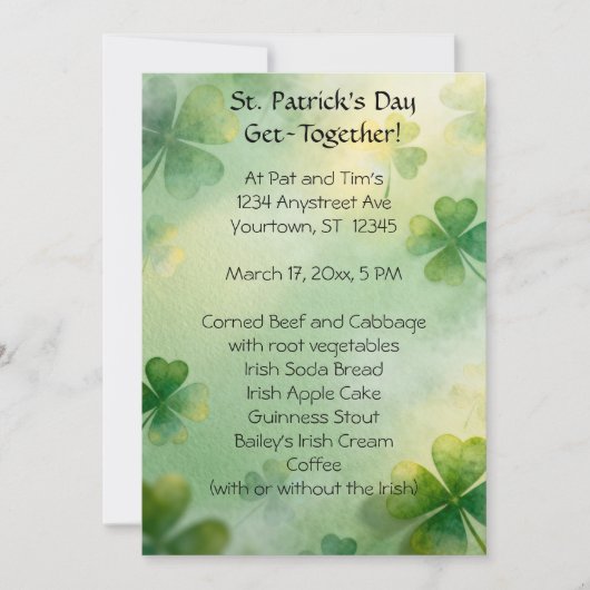 Träumende Shamrocks St. Patrick's Day Einladung (Vorderseite)