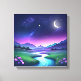 Träumende Sternenlicht-Flusslandschaft Serenität Leinwanddruck
