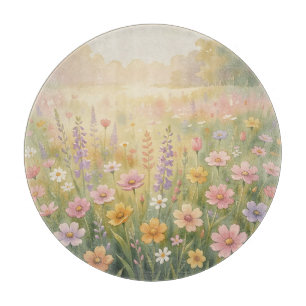 Träumende Wildblumenwiese Wasserfarbe Pastell Flor Schneidebrett