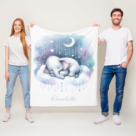 Träumender Elefant Wolkenbaby Fleecedecke (Beispiel)