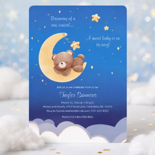 Träumender neuer Ankunft Teddybär Mond Einladung