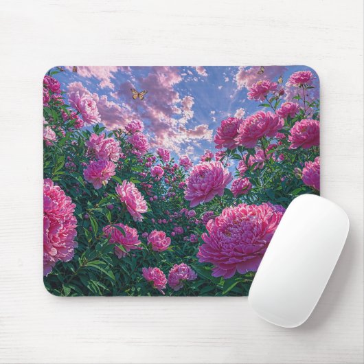 Träumender Rosa Pfingstrosen-Gartenkunst Mousepad (Mit Mouse)