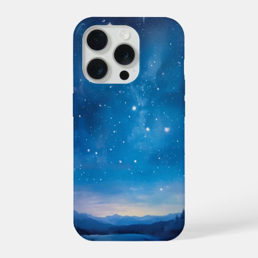 Träumender Sternenhimmel über Waldlandschaft Öl iPhone Hülle (Rückseite)