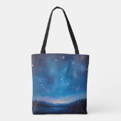 Träumender Sternenhimmel über Waldlandschaft Öl Tasche (Rückseite)
