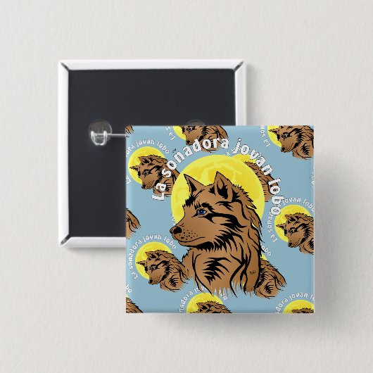 Träumender Wolf Button (Vorne & Hinten)