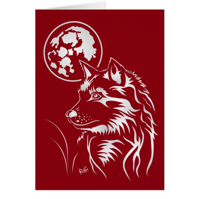 Träumender Wolf Grusskarte (Vorne)