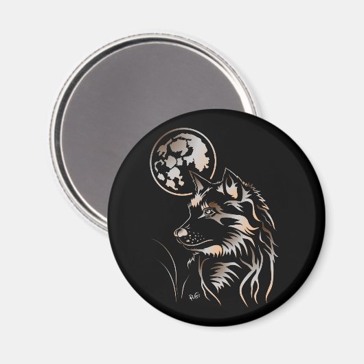 Träumender Wolf Magnet (Vorderseite/Rückseite)