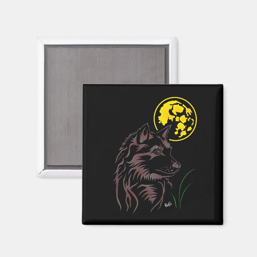 Träumender Wolf Magnet (Vorderseite/Rückseite)