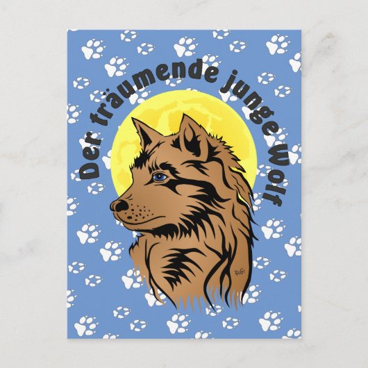 Träumender Wolf Postkarte (Vorderseite)